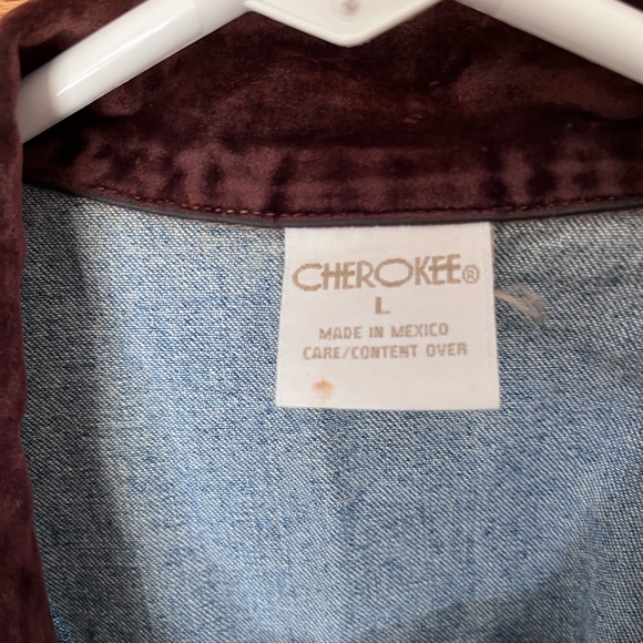 Cherokee denim Western vest with velvet collar - Picture 3 of 4